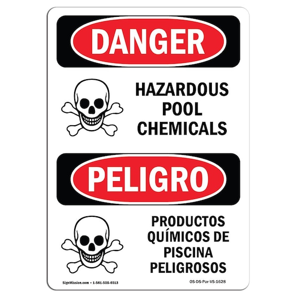 Signmission Safety Sign, OSHA Danger, 24" Height, Rigid Plastic, Hazardous Pool Chemicals Spanish OS-DS-P-1824-VS-1628 - main